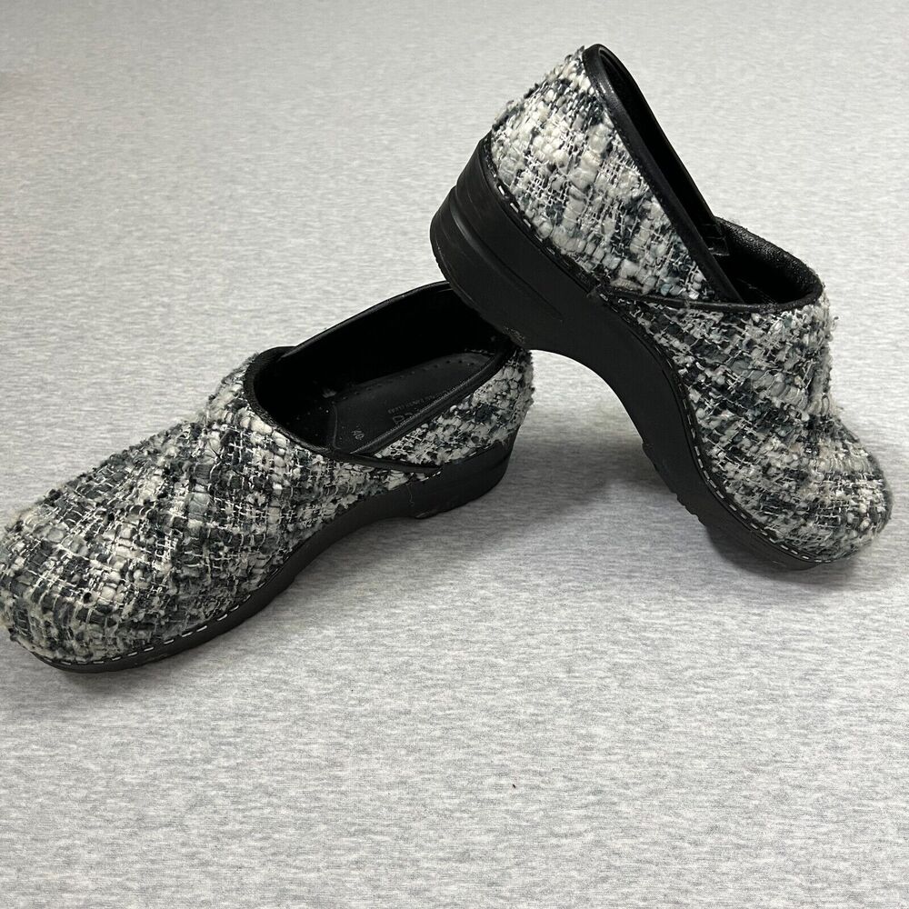 Sanita Clog Womens Size 40‎ US 9 Tilly Wool Blend Tweed Black White Professional